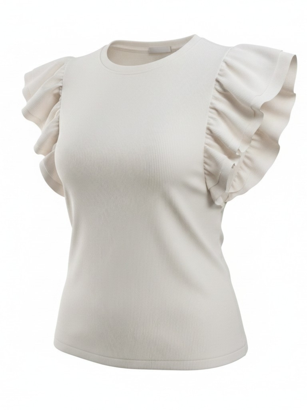 Creme Ruffled Sleeve Tee
